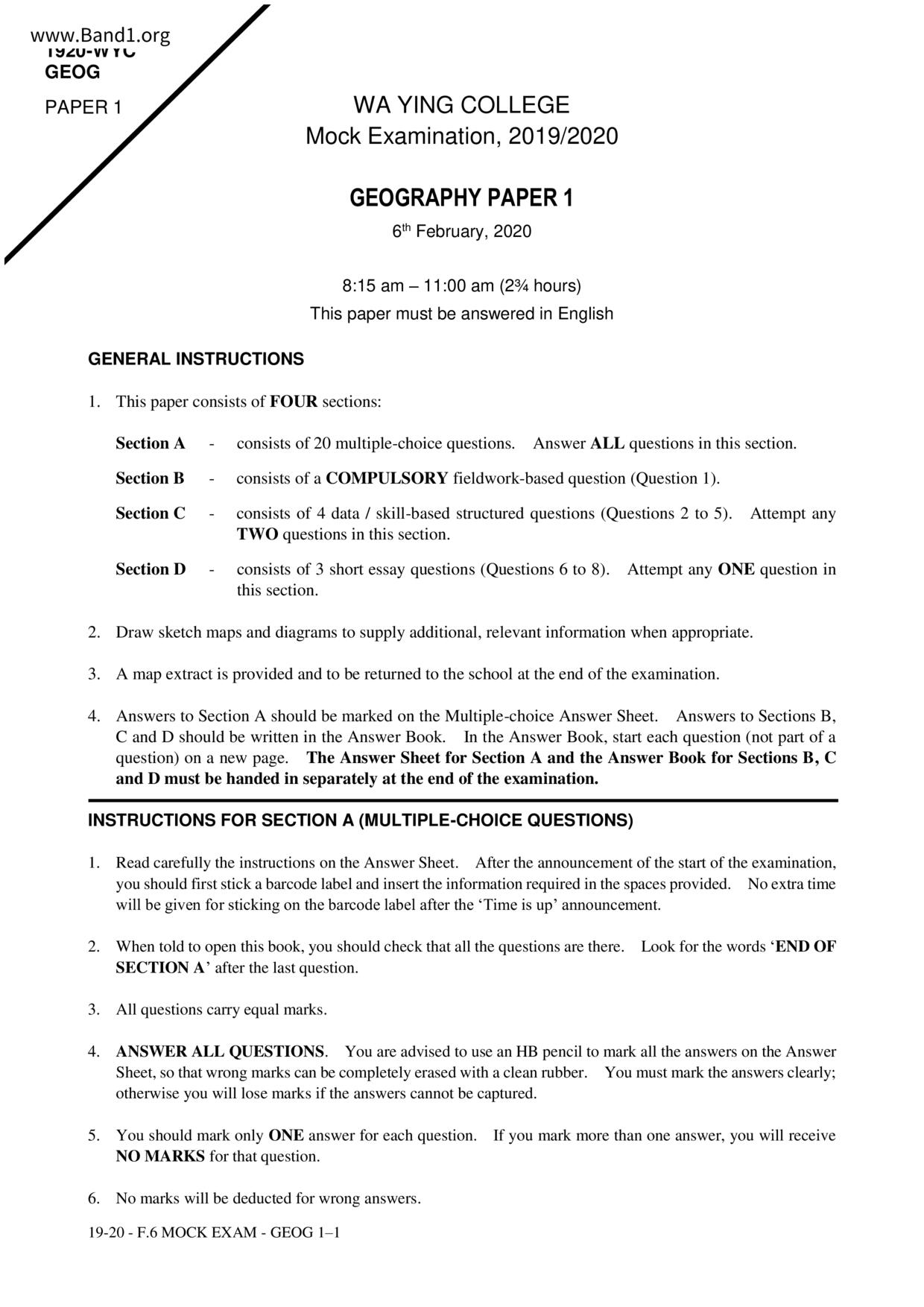 F6Geography試卷